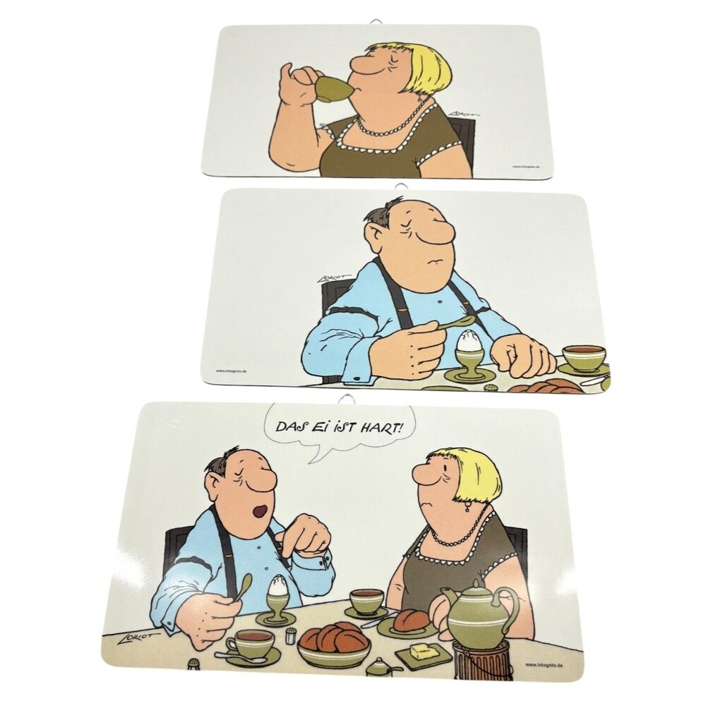 German breakfast board German humorist Loriot - "Das Ei ist hart" - 5.75"x9.25"